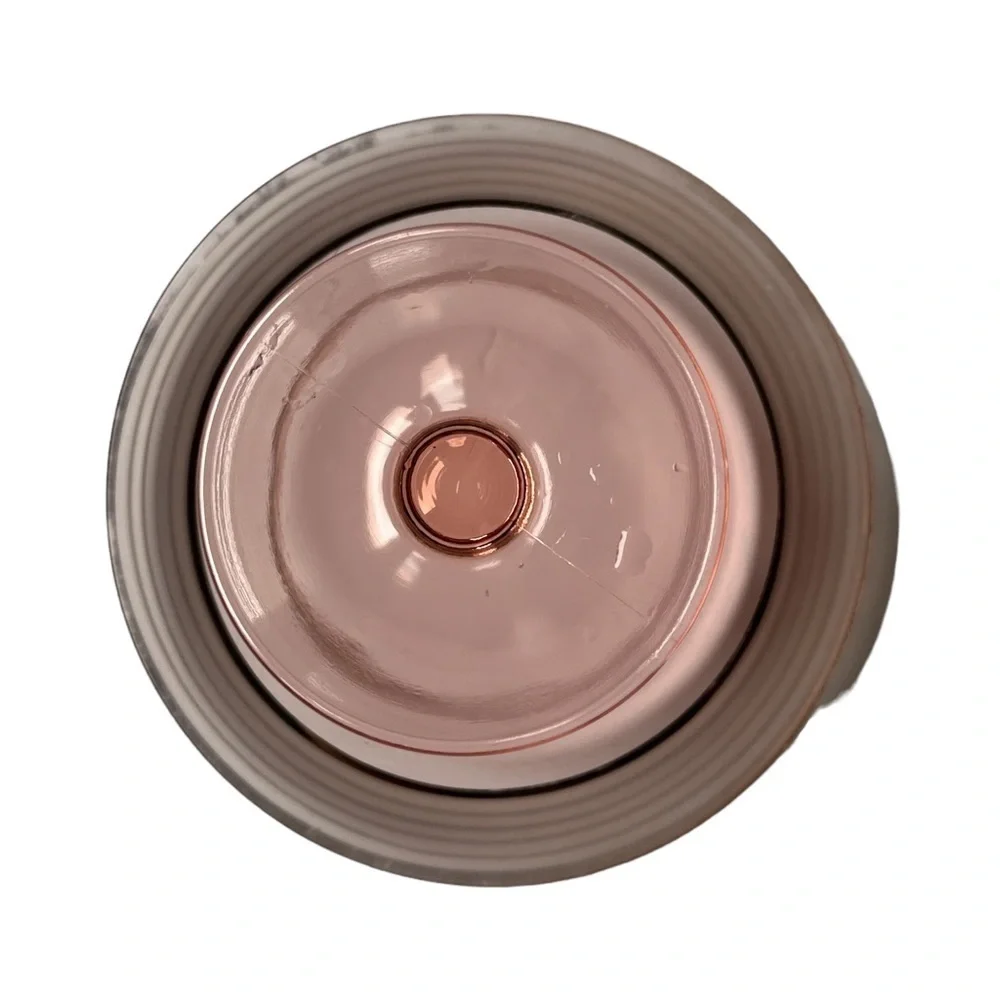 Vintage Pink Depression Glass Pedestal Bowl | Art Deco Serving Dish w/ Ladle